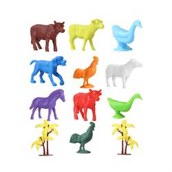 676 Toy Play 12 Parça Renkli Mini Çiftlik Hayvanları Figür Seti 4-6 cm