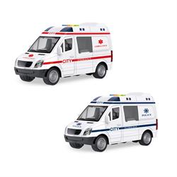 1:16 Sürtmeli Sesli Işıklı Ambulans Ve Polis Arabası